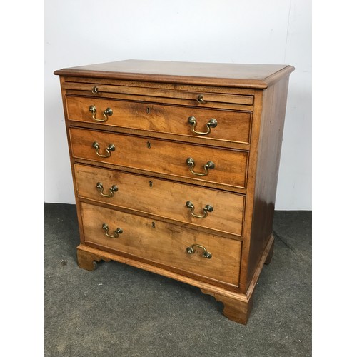 186 - MAHOGANY CHEST OF 4 LONG DRAWERS WITH BRUSHING SLIDE