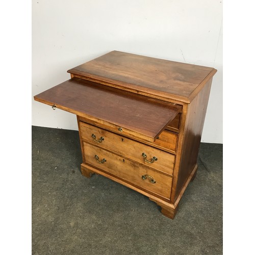 186 - MAHOGANY CHEST OF 4 LONG DRAWERS WITH BRUSHING SLIDE