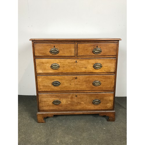 188 - GEORGIAN MAHOGANY CHEST OF 2 OVER 3 DRAWERS ON BRACKET FEET 95cm TALL , 91cm Wide ,48cm DEEP