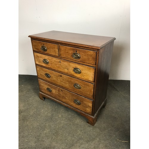 188 - GEORGIAN MAHOGANY CHEST OF 2 OVER 3 DRAWERS ON BRACKET FEET 95cm TALL , 91cm Wide ,48cm DEEP