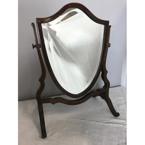 190 - GOOD QUALITY SHIELD SHAPED DRESSING TABLE MIRROR ON STAND