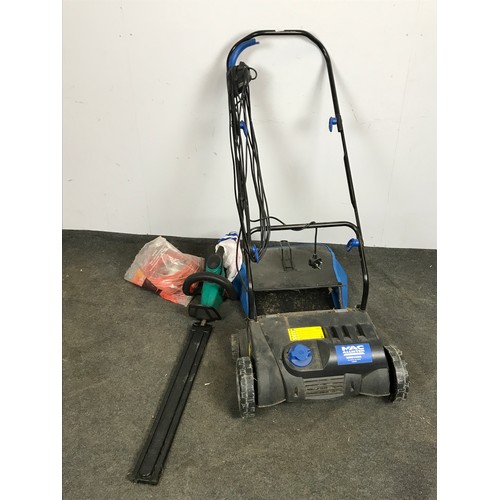 47 - MACALLISTER ELECTRIC LAWN SCARIFIER AND A BOSCH ELECTRIC HEDGE TRIMMER