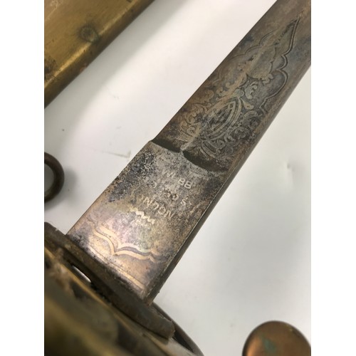 41 - HENRY WILKINSON OFFICER'S SWORD HAVING ETCHED BLADE WITH CROWN AND VR CIPHER, STEEL 3 BAR GUARD ALSO... 