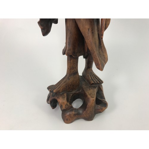 190 - CARVED ORIENTAL HARDWOOD FIGURE OF A MAN