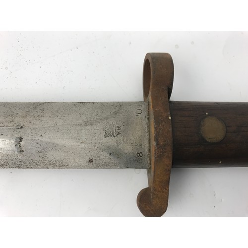 42 - MILITARY BAYONET WITH CROSS SWORD MARK EFD IN LEATHER SHEATH