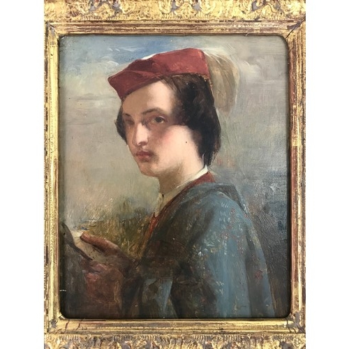 2 - PORTRAIT, CONTINENTAL SCHOOL 19TH CENTURY POSSIBLY ON TIN IN ORNATE FRAME APPROX 16.5 X 14cm