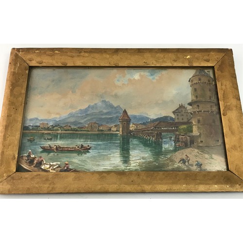 27 - 3 CONTINENTAL WATERCOLOUR SCENES, ONE SIGNED PERIGAL APPROX. 38 X 22cm, ANOTHER ENTITLED WESTER CLOS... 