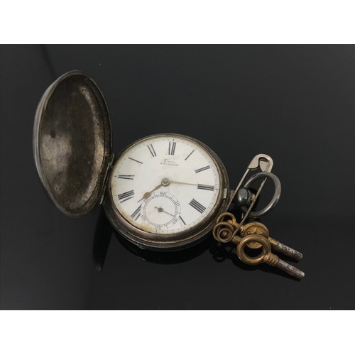 370 - WALTHAM GOLD PLATED POCKET WATCH AF AND A SILVER CASED HUNTER