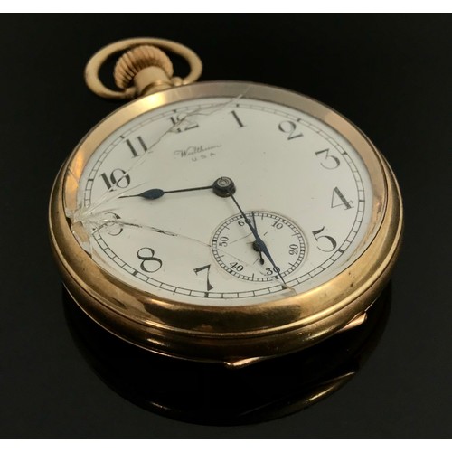 370 - WALTHAM GOLD PLATED POCKET WATCH AF AND A SILVER CASED HUNTER