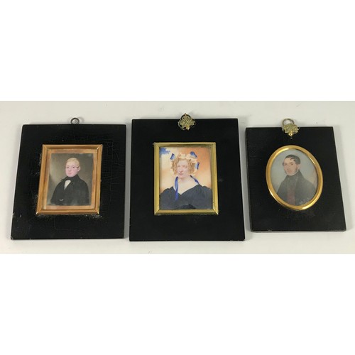 20 - 3 FRAMED PORTRAIT MINIATURES, Provenance- direct family descendance from James Gray, master boot mak... 