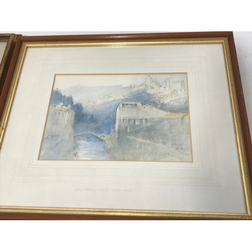 23 - SIR JAMES PIELE (1833-1906) BROWN WASH WATER COLOUR SKETCH DEPICTING BODIAM CASTLE TOGETHER WITH A W... 