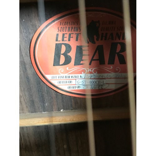 151 - LEFT HAND BEAR ACOUSTIC GUITAR MODEL WENTWORTH WITH ELECTRIC PICK UP AND SOFT COVER