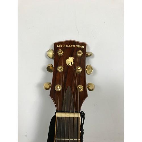 151 - LEFT HAND BEAR ACOUSTIC GUITAR MODEL WENTWORTH WITH ELECTRIC PICK UP AND SOFT COVER