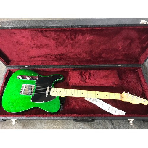 154 - GREEN METALLIC BODIED ELECTRIC GUITAR IN HARD CASE