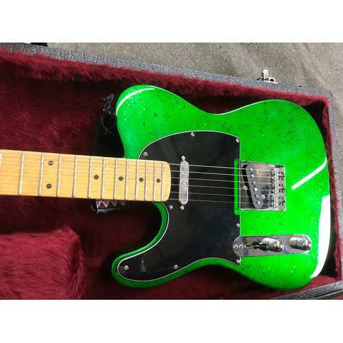 154 - GREEN METALLIC BODIED ELECTRIC GUITAR IN HARD CASE