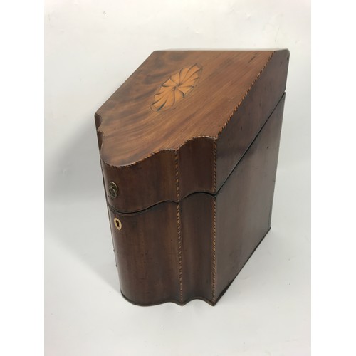 196 - MAHOGANY INLAID KNIFE BOX