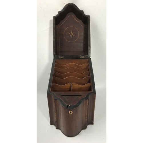 196 - MAHOGANY INLAID KNIFE BOX