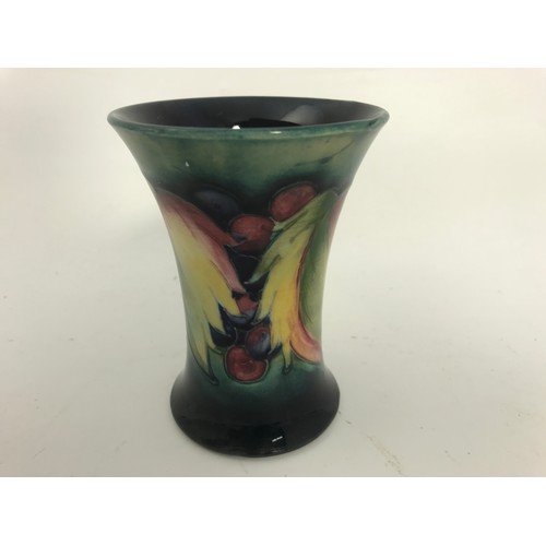 230 - MOORCROFT POTTERY LEAF AND BERRY TRUMPET VASE  11cm