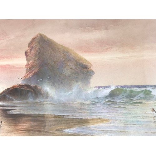 26 - WATERCOLOUR DEPICTING A STORMY BEACH SCENE SIGNED HANNAFORD, POSSIBLY CHARLES HANNAFORD (1863-1955)