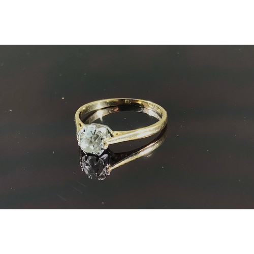 496 - SOLITAIRE DIAMOND RING ON 18 CARAT GOLD SHANK