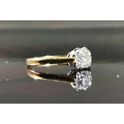 496 - SOLITAIRE DIAMOND RING ON 18 CARAT GOLD SHANK