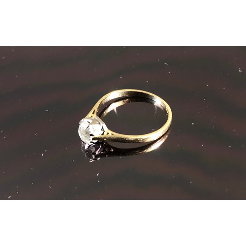 496 - SOLITAIRE DIAMOND RING ON 18 CARAT GOLD SHANK