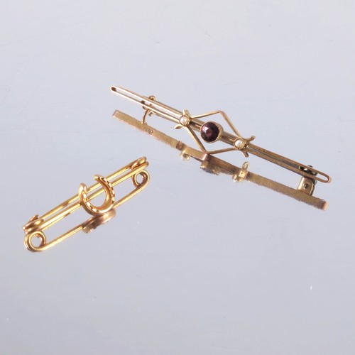 468 - 2 GOLD BAR BROOCHES