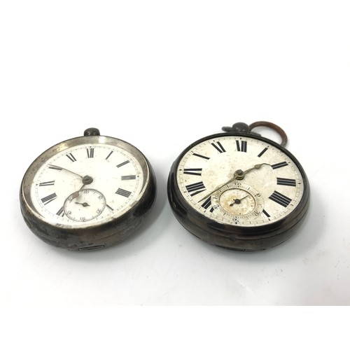 366 - 2 SILVER CASED OPEN FACE POCKET WATCHES AF, A LADIES DITTO AND A ENAMELLED LADIES POCKET WATCH AF