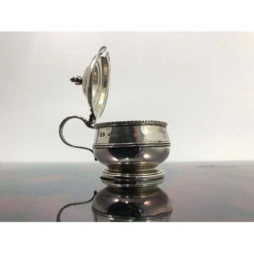 351 - SILVER STRUT CLOCK TOGETHER WITH A SILVER MUSTARD AND A COIN SET SILVER DISH