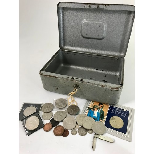 448 - CASH TIN AND MISC. COIN CONTENTS