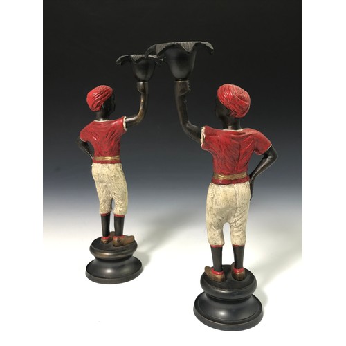 183 - PAIR OF BLACKAMOOR CANDELABRA 26.5cm TALL