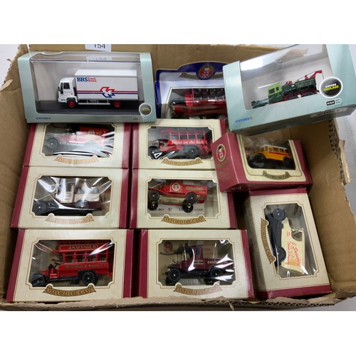 154 - OXFORD DIE CAST, 8 BOXED MODELS PLUS 1-76 SCALE OXFORD HAULAGE BRS LORRY, AND MORETON C CULLIMORE PI... 