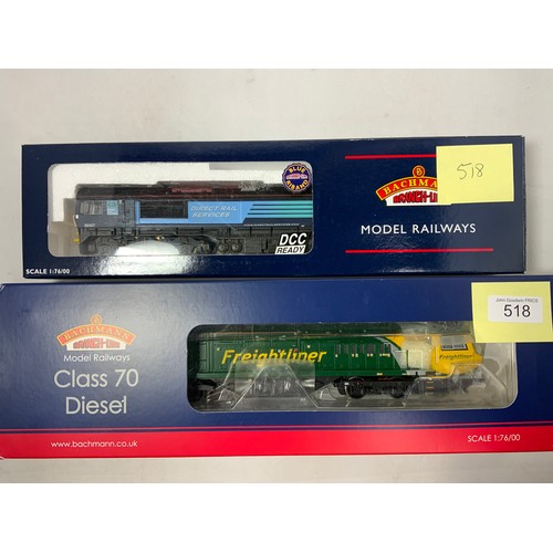 518 - BACHMANN, 31-586 CLASS 70 DIESEL LOCO 70003 21 DCC, READY AND 32-731 CLASS 66407 DRS LIVERY