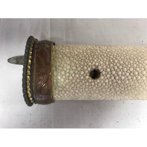 47 - JAPANESE SAMURAI  SIGNED / MARKED BOTH SIDES TYPE  SWORD WITH SHAGREEN GRIP, we are advised that the... 