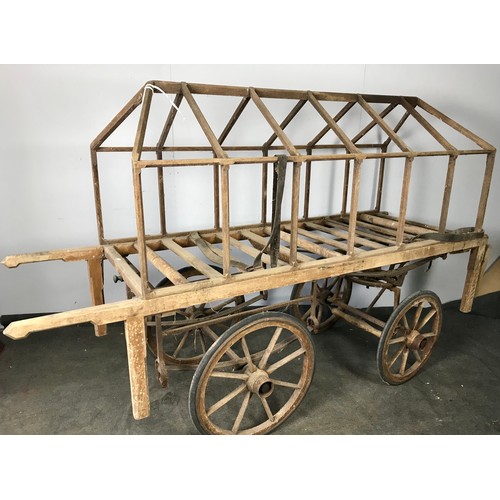 385 - VICTORIAN UNDERTAKERS COFFIN BYRE / CART 269cm long , 153cm tall, 76cm wide