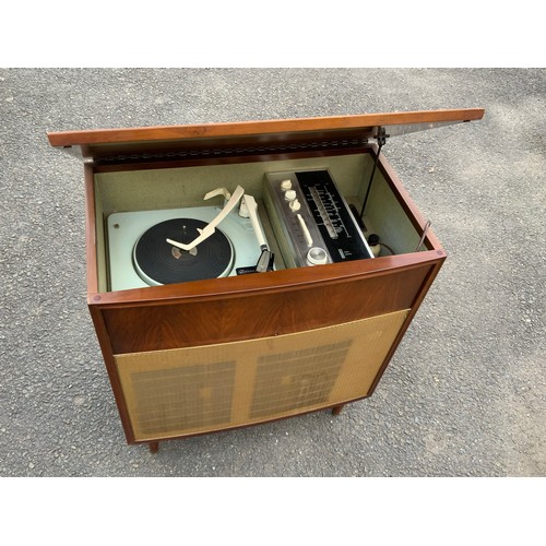 382 - VINTAGE HI-FI CABINET, WITH SMALL GARRARD DECK