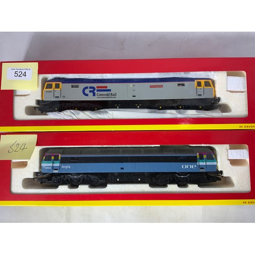 524 - HORNBY, 2 BOXED CLASS 47 DIESEL LOCOMOTIVES R2479A, 47200 THE FOSSE WAY AND 47818 IN ONE LIVERY