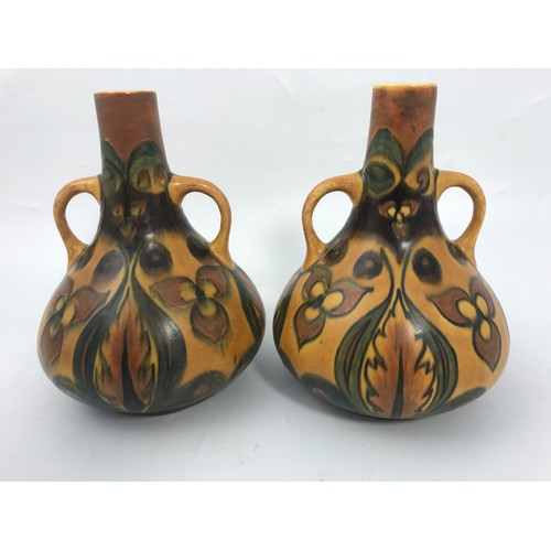 190 - PAIR OF CLEWS & CO CHAMELEON WARE TWO HANDLED BULBOUS VASES