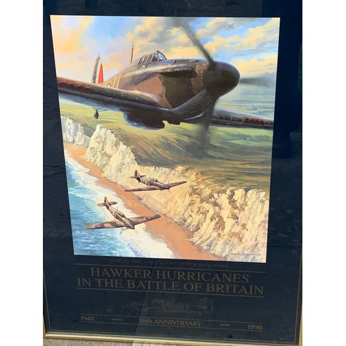 11 - 50TH ANNIVERSARY OF THE BATTLE OF BRITAIN POSTER HAWKER HURRICANES, FROM THE ORIGINAL PICTURE BY NIC... 