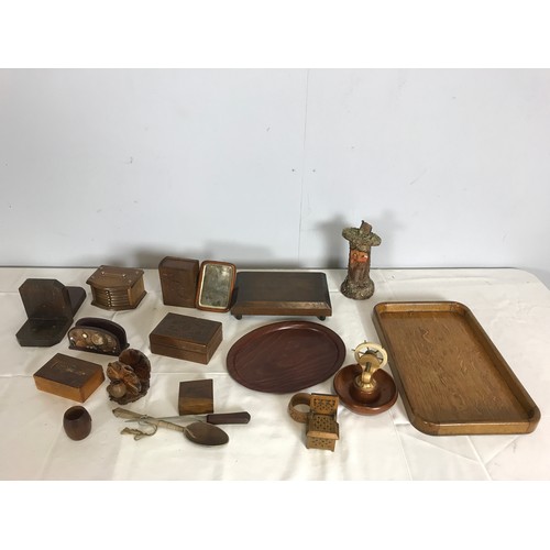 549 - BOX OF MISC. TREEN INCLUDING TRAYS, PLACE MATS, ETC.