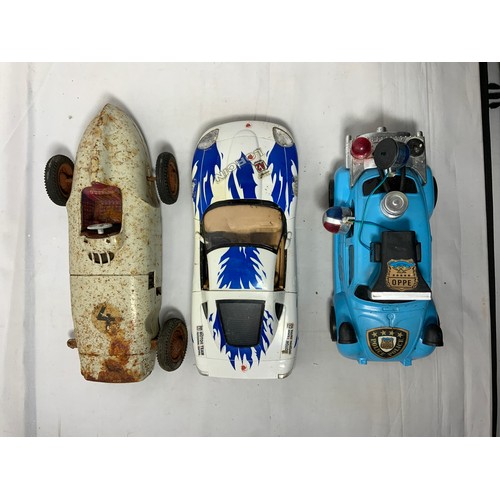 74 - SUNDRY MIXED TINPLATE & PLASTIC TOYS, INC. NF GERMAN RACING CAR, A/F, LORICAN CAR, LADYBIRD, POLICE ... 