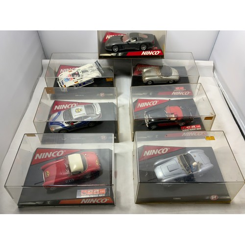 110 - 8 NINCO PLASTIC CASED MODELS : 50264 AUSTIN HEALEY, 50233 GALLAWAY, 50237 PORSCHE, 50187  PORSCHE, 5... 