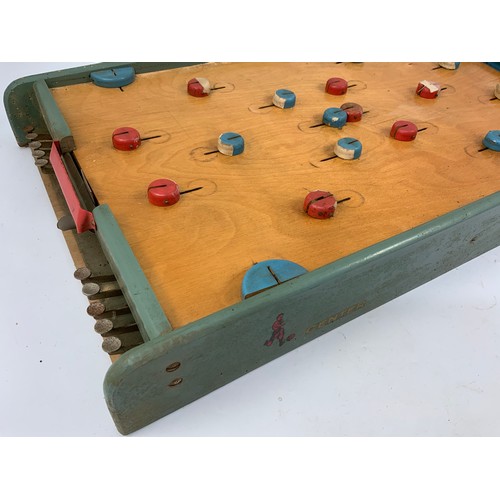 92 - EARLY WOODEN CENTRE TABLE FOOTBALL GAME