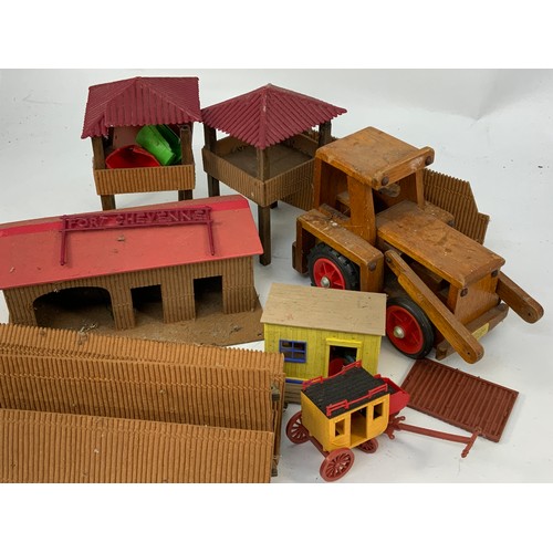 95 - WOODEN FARM BUILDINGS, TRACTOR FORT, ETC.