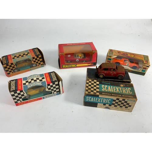 126 - SCALEXTRIC, 4 OLDER BOXED RALLY CARS, IN BOXED CONDITION, C83 SUNBEAM TIGER, TRIANG 'YOU STEER' ELEC... 