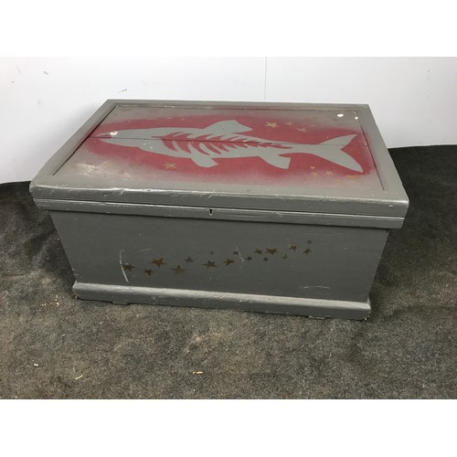 222 - PAINTED PINE CHEST