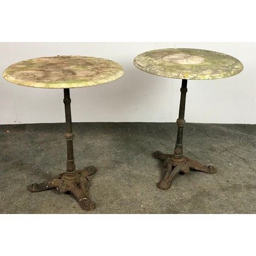 76 - PR. ROUND TOP TABLES ON CAST IRON BASES