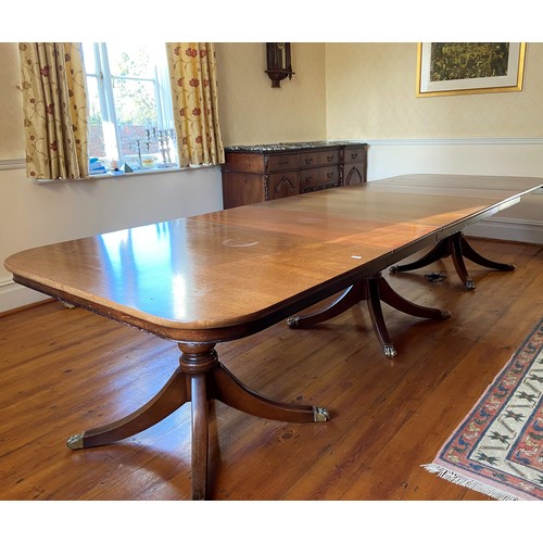 145 - LARGE AND IMPRESSIVE 19TH CENTURY MAHOGANY 3 PEDESTAL DINING TABLE approx. 12ft x 4ft overall