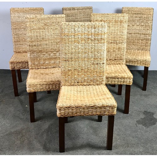 133 - SET OF 6 MODERN WOVEN WICKER DINING CHAIRS