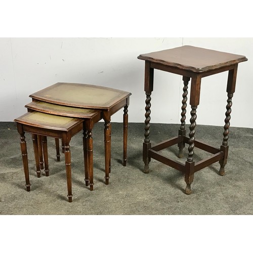 237 - NEST OF 3 OCCASIONAL TABLES TOGETHER WITH 1 OTHER OCCASIONAL TABLE WITH BARLEY TWIST LEGS